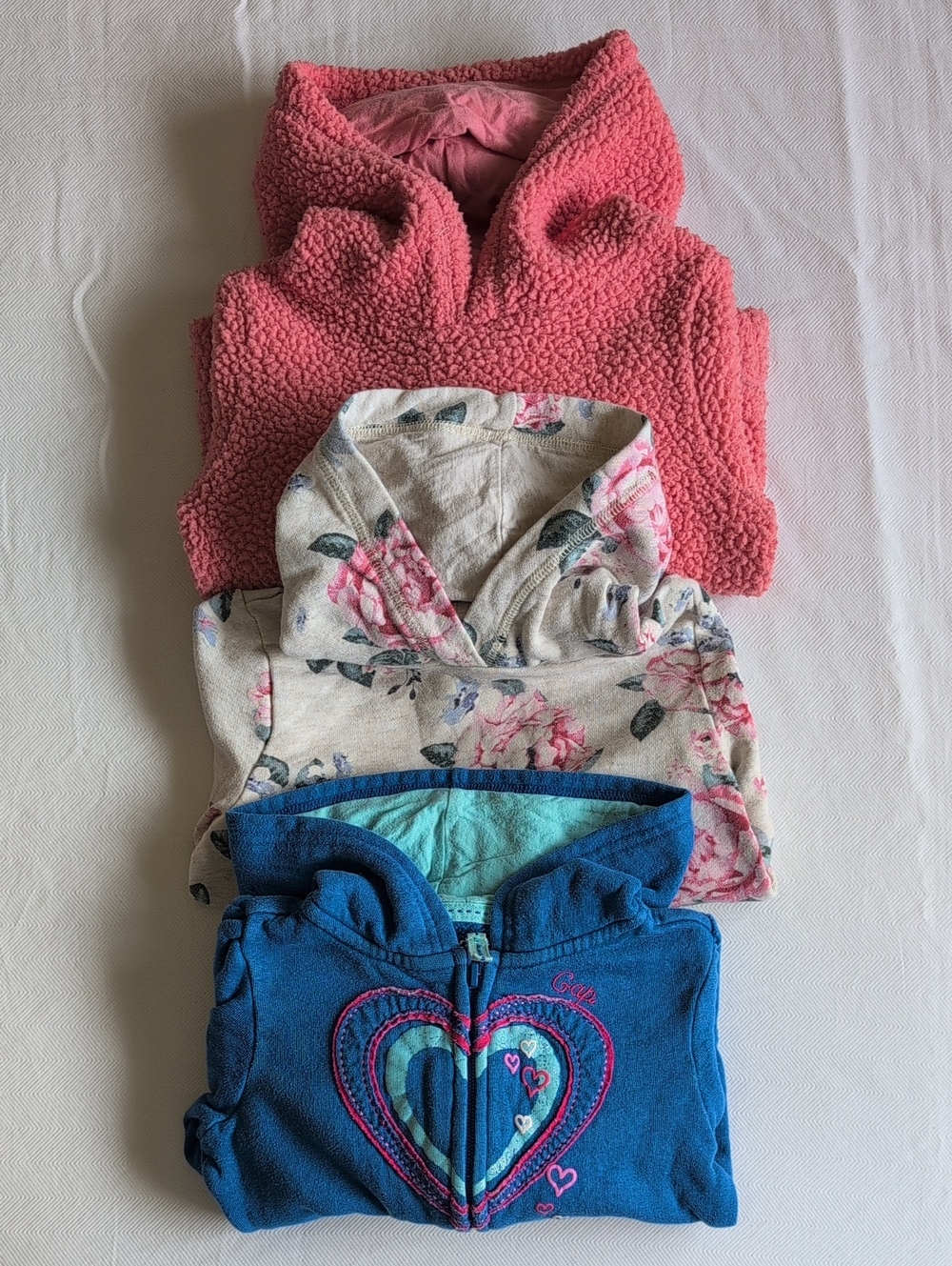 2T Toddler Girl Hoodie Bundle Baby Gap Sherpa H&M Floral Jacket 3-Pack Lot